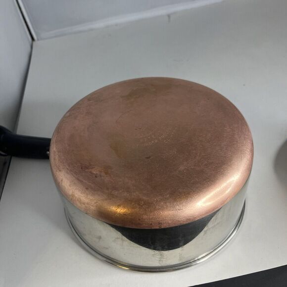 1801 Revere Ware 2 Qt Quart Copper Clad Stainless Double Ring Sauce Pan w Lid - Picture 8 of 11
